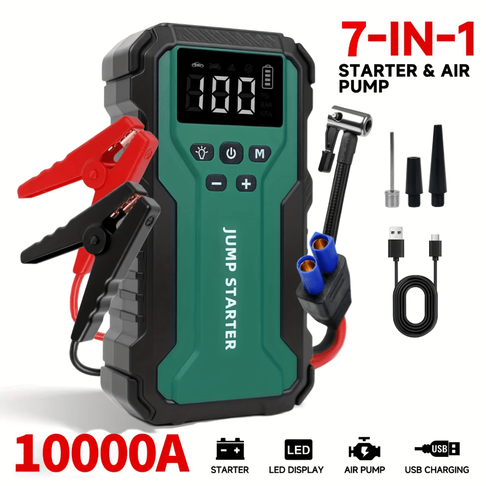 10000A Portable Jump Starter & Air Compressor (150 PSI) - 7 - in - 1 Emergency Kit - AURISTEN