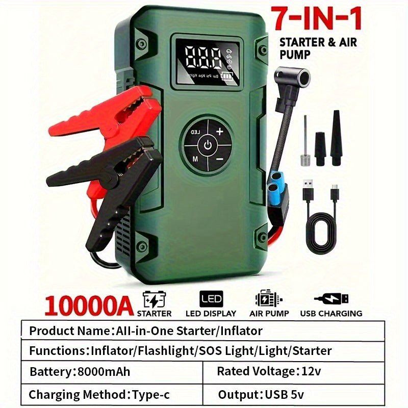 10000A Portable Jump Starter & Air Compressor (150 PSI) - 7 - in - 1 Emergency Kit - AURISTEN
