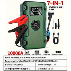 10000A Portable Jump Starter & Air Compressor (150 PSI) - 7 - in - 1 Emergency Kit - AURISTEN