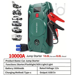 10000A Portable Jump Starter & Air Compressor (150 PSI) - 7 - in - 1 Emergency Kit - AURISTEN