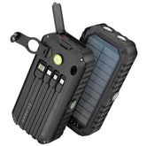 28,000mAh Solar Power Bank with Hand Crank & 4 Cables,Dual UsB/Type - C Fast Charging, Bright LED Light, - AURISTEN