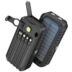 28,000mAh Solar Power Bank with Hand Crank & 4 Cables,Dual UsB/Type - C Fast Charging, Bright LED Light, - AURISTEN
