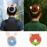 2pcs Cute Plush Fox & Rabbit Ears Hair Ties - AURISTEN