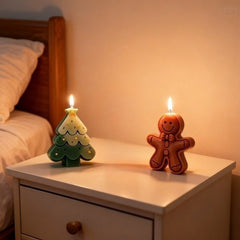 Christmas Candle Gift Box with Tree, Deer & Gingerbread Shapes – Handmade Style - AURISTEN