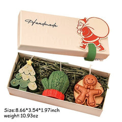 Christmas Candle Gift Box with Tree, Deer & Gingerbread Shapes – Handmade Style - AURISTEN