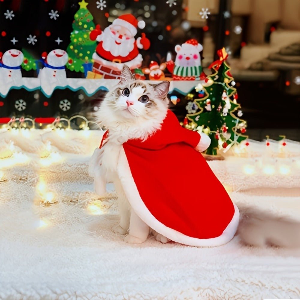 Christmas Santa Costume for Cats & Dogs – Red & White Knit Pet Outfit - AURISTEN