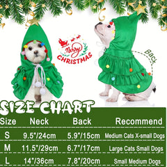 Christmas Tree Pet Costume – Cape Style Outfit for Small & Medium Cats and Dogs - AURISTEN