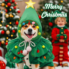 Christmas Tree Pet Costume – Cape Style Outfit for Small & Medium Cats and Dogs - AURISTEN