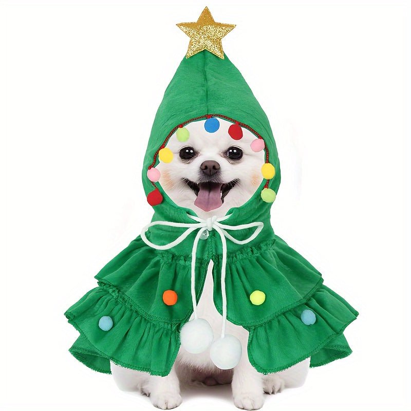 Christmas Tree Pet Costume – Cape Style Outfit for Small & Medium Cats and Dogs - AURISTEN