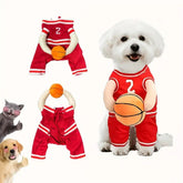 Dog Basketball Costume – No.2 Jersey Cartoon Outfit for Small & Medium Dogs - AURISTEN