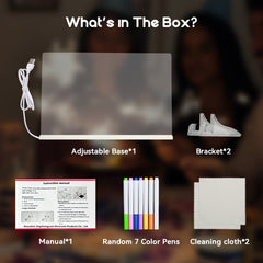 Glowing Acrylic Writing Tablet with Stand - Creative LED Drawing Board (Includes 7 Pens) - AURISTEN