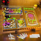 Glowing Acrylic Writing Tablet with Stand - Creative LED Drawing Board (Includes 7 Pens) - AURISTEN