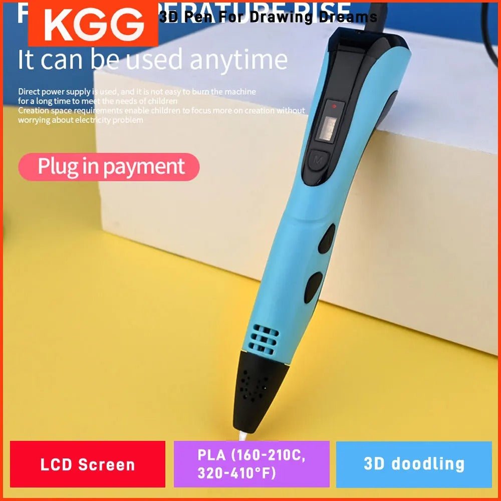 Kids 3D Printing Pen with LCD Display 0.7mm Diameter 1.75mm PLA - AURISTEN