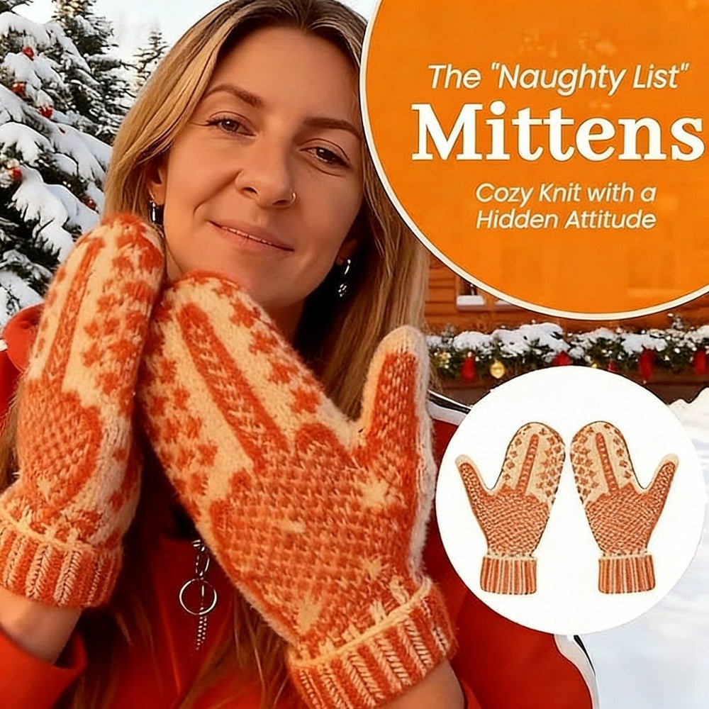 The Naughty List Mittens | Hidden Gloves, Jacquard Craftsmanship, Elasticity Fit, Linen Material, Hand Wash or Dry Clean - AURISTEN