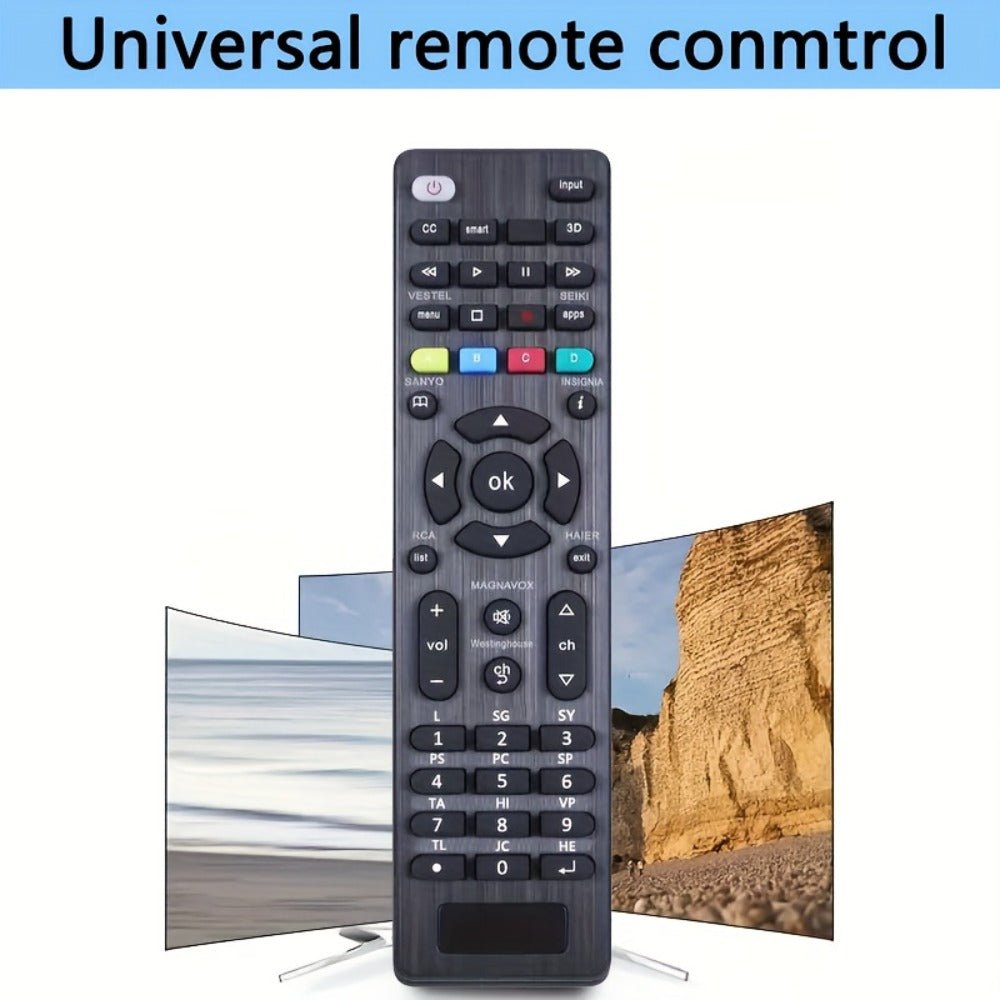 TV Remote Control Compatible for Samsung, LG, Sony, Hisense, Sharp, Toshiba, Panasonic, JVC TVs - All - in - IR Remote with Volume/Channel/Source Control, Brand - Specific Settings (No External Receiver) - AURISTEN