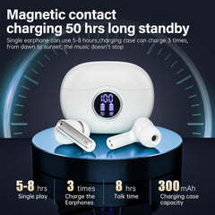 Wireless Earbuds, Bluetooth 5.3 Headphones HiFi Stereo 50H Playback LED Digital Display Ear Buds with ENC Noise Canceling Headset, IPX7 Waterproof Earphones for Gym/Running/Work - AURISTEN