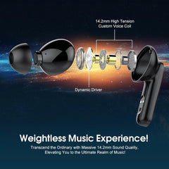 Wireless Earbuds, Bluetooth 5.4 Headphones, HiFi Stereo Bass Ear Buds, in Ear Earbuds with 4 ENC Noise Cancelling Mic, 45H, LED Display, IP7 Waterproof, Earphones for Phone Android/iOS Sports, Black - AURISTEN