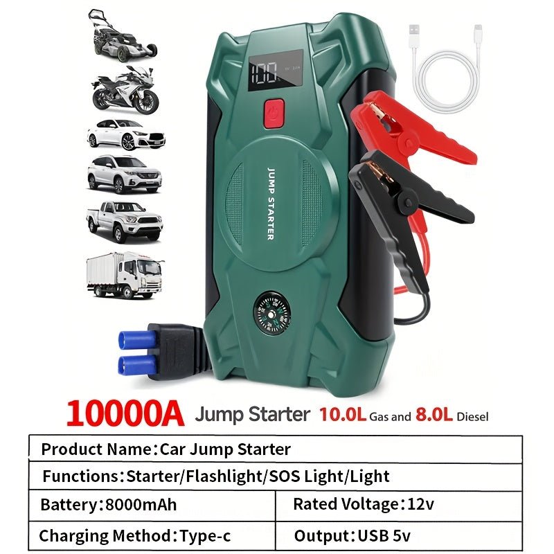 10000A Portable Jump Starter & Air Compressor (150 PSI) - 7 - in - 1 Emergency Kit - AURISTEN