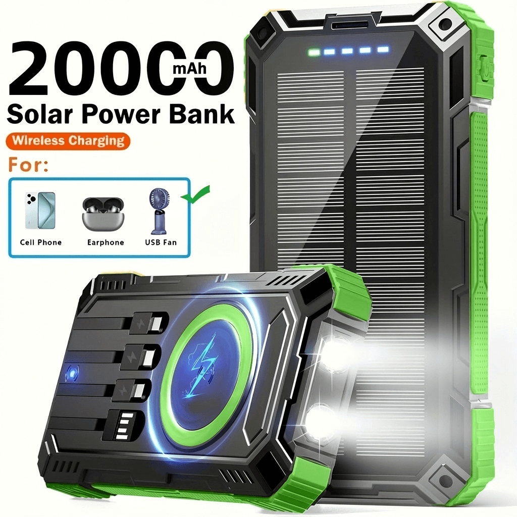 20000 mAh Solar Power Bank – Portable USB Charger for Camping & Travel - AURISTEN