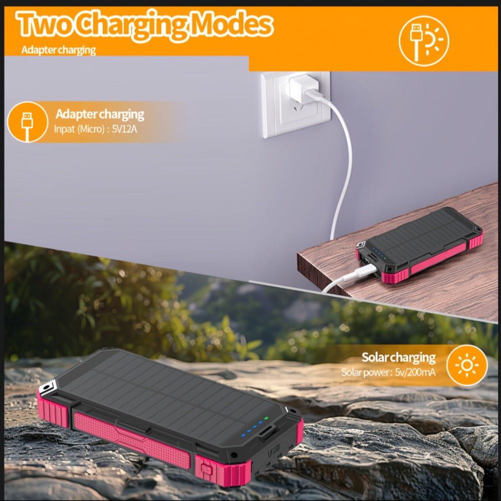 20000 mAh Solar Power Bank – Portable USB Charger for Camping & Travel - AURISTEN