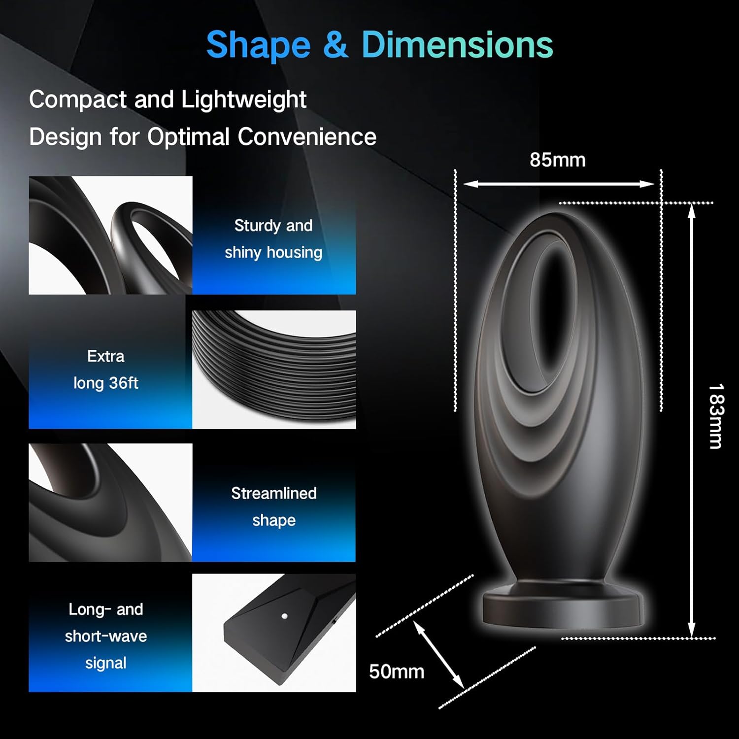 2025 TV Antenna for Smart TV and Old TV, 2200+ Miles Range HD Digital TV Antenna Indoor with 360° Signal Strongest Booster, Supports Local Channels 1080P 4K Reception for Home, RV, Camping (15.5ft) - AURISTEN