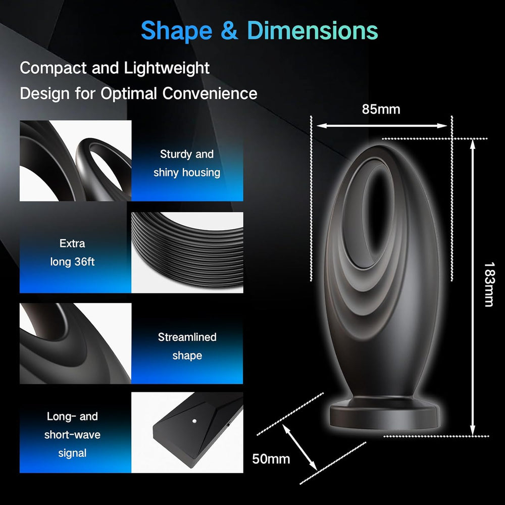 2025 TV Antenna for Smart TV and Old TV, 2200+ Miles Range HD Digital TV Antenna Indoor with 360° Signal Strongest Booster, Supports Local Channels 1080P 4K Reception for Home, RV, Camping (15.5ft) - AURISTEN