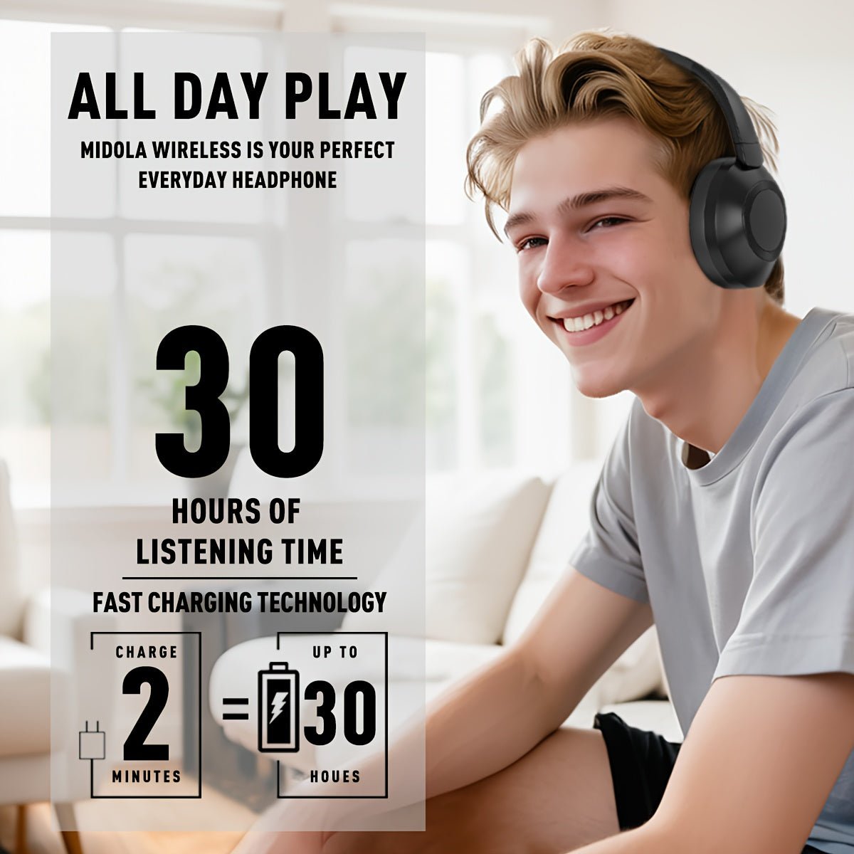 2025 Wireless Noise Cancelling Headphones – Deep Bass, Foldable Design, Built - in Mic, Compatible with Android/iOS - AURISTEN