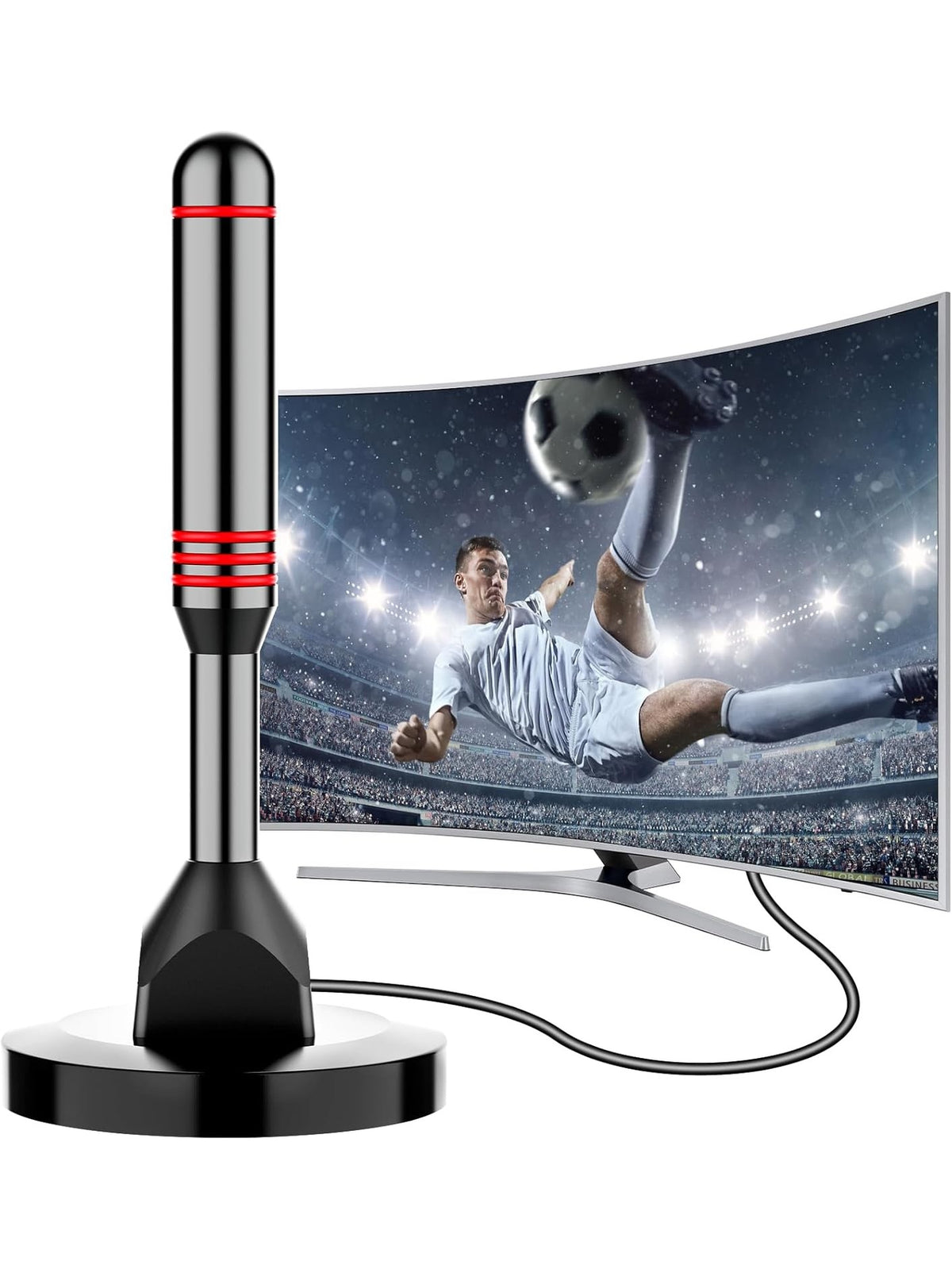 Digital TV Antenna for Smart TV Indoor,2025 TV Antenna with 3M Stick Base, 360°&Long Range Reception HDTV Antenna for Local Channels, Easy Installation Antennas for TVs Without Cable (7.0 in)
