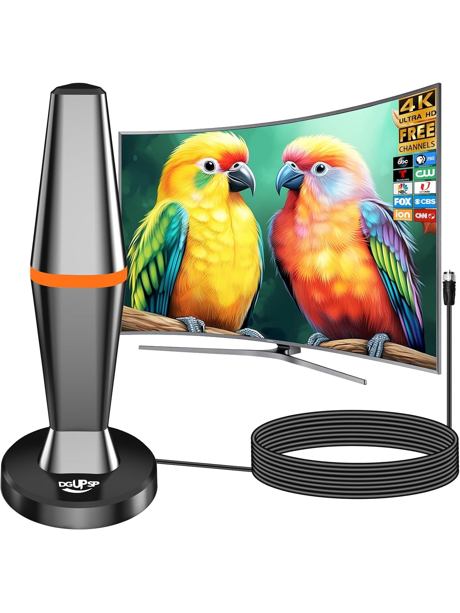 Digital TV Antenna for Smart Tv Indoor Antenna for Tv Without Cable with Strong Magnetic Base,360° Reception Digital HDTV Antenna for Local Channels-10FT Long Cables (Black Magnetic Base)