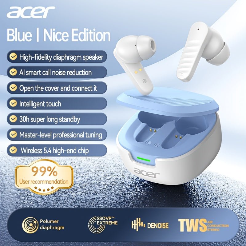 [Acer New TWS] 2025 Wireless Earbuds – Deep Bass, Noise Cancelling, Long Battery, Gaming & Sports Mode - AURISTEN
