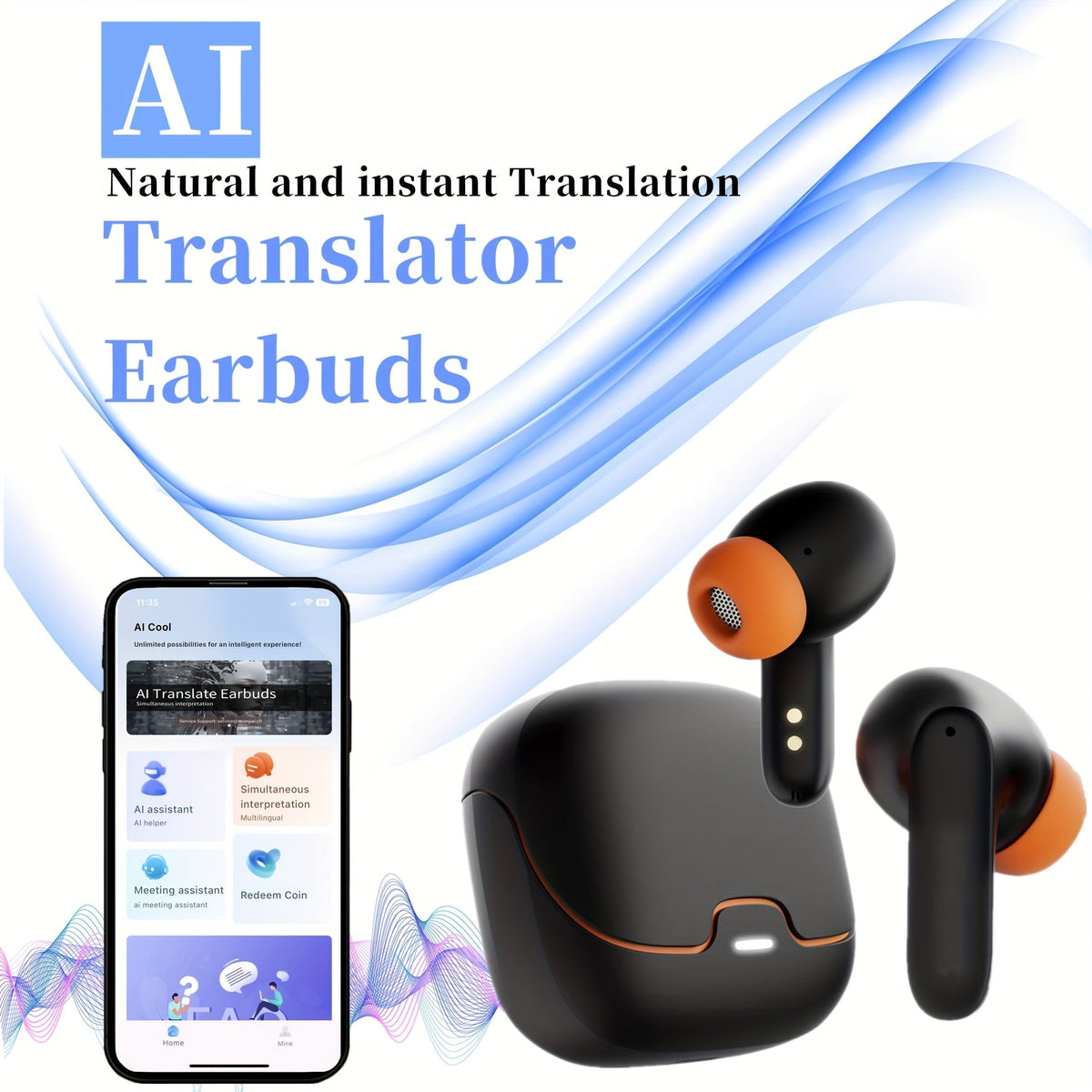 AI Translation TWS Bluetooth Earbuds – 4 - Mic ENC Noise Cancelling, 140+ Languages, Real - Time Translator - AURISTEN