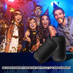 Bluetooth Speaker, Portable Bluetooth Speakers with Wireless Stereo Pairing, Built in Mic, 360° HD Sound,IP65 Waterproof Speaker,Support TF Card, for Home/Party/Outdoor/Beach, Gift For Men/Women - Black - AURISTEN