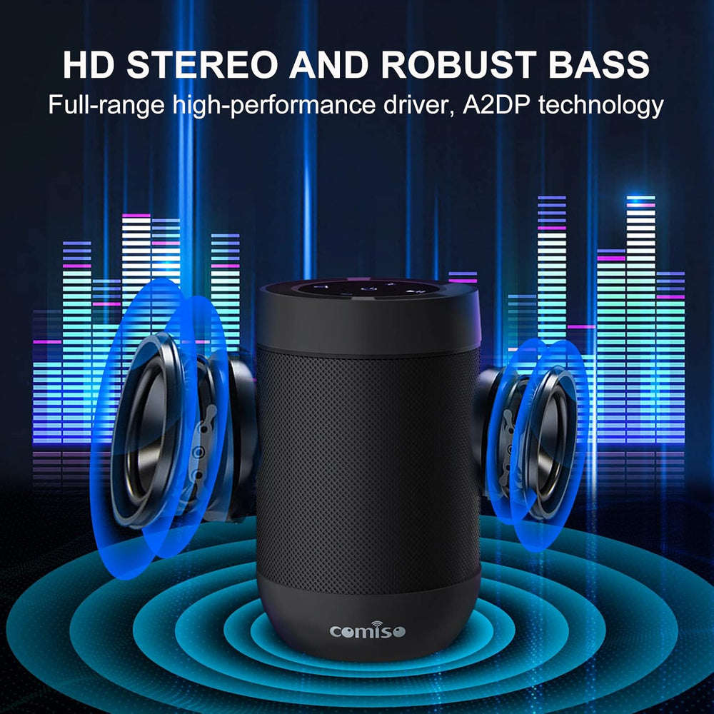 Bluetooth Speaker, Portable Bluetooth Speakers with Wireless Stereo Pairing, Built in Mic, 360° HD Sound,IP65 Waterproof Speaker,Support TF Card, for Home/Party/Outdoor/Beach, Gift For Men/Women - Black - AURISTEN
