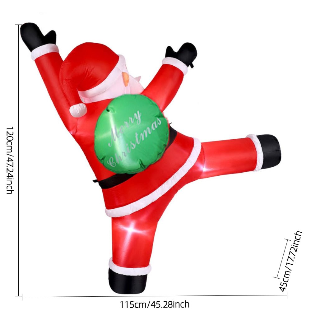 Christmas Inflatable Santa Decoration – Wall - Climbing Santa with “Merry Christmas” Gift Bag - AURISTEN