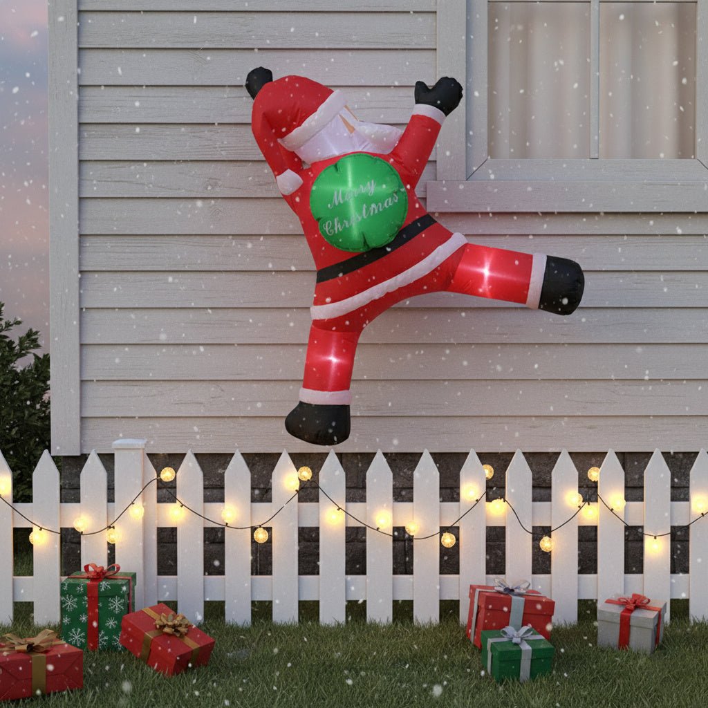 Christmas Inflatable Santa Decoration – Wall - Climbing Santa with “Merry Christmas” Gift Bag - AURISTEN