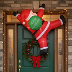 Christmas Inflatable Santa Decoration – Wall - Climbing Santa with “Merry Christmas” Gift Bag - AURISTEN