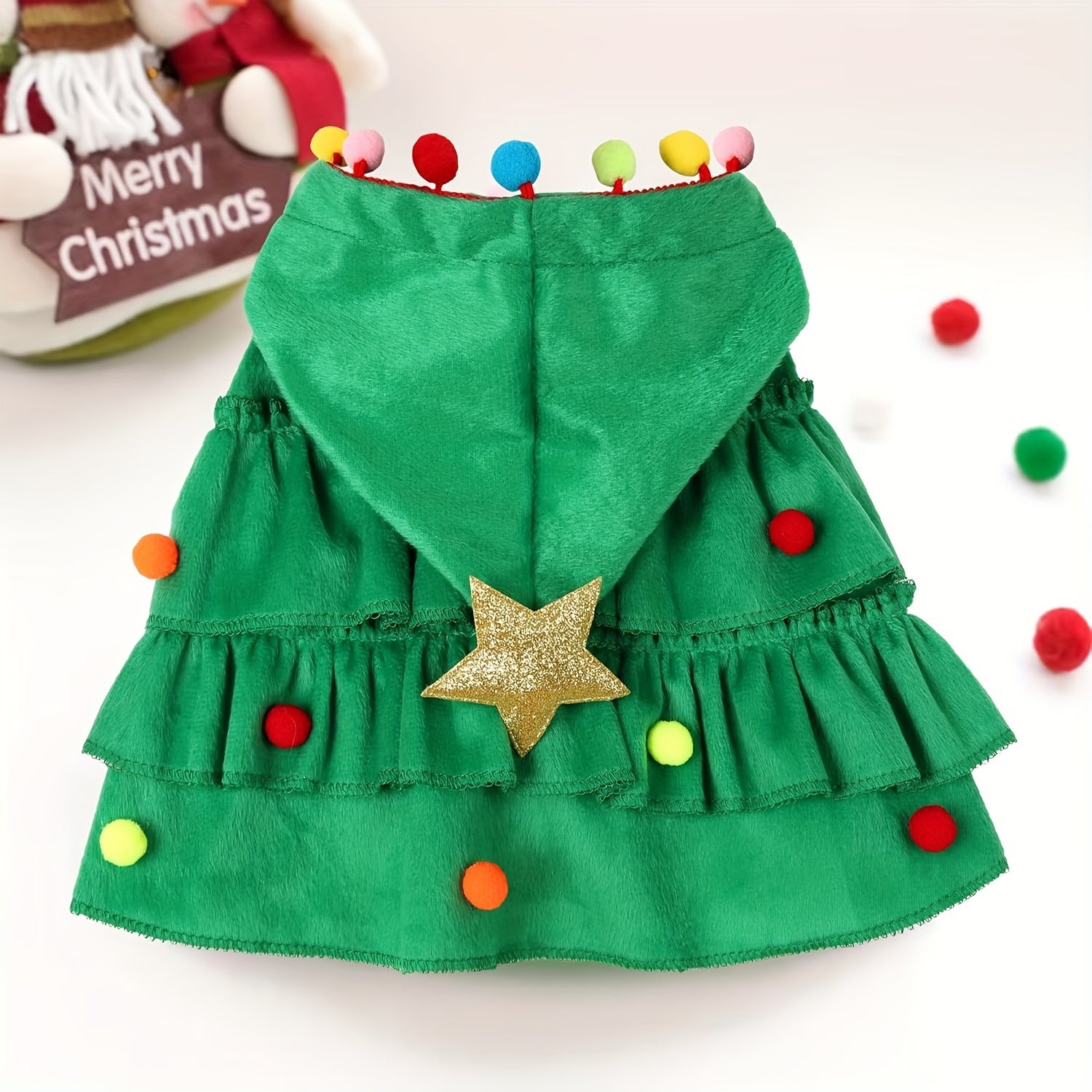 Christmas Tree Pet Costume – Cape Style Outfit for Small & Medium Cats and Dogs - AURISTEN