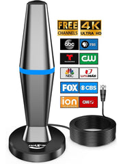 Digital TV Antenna for Smart Tv Indoor Antenna for Tv Without Cable with Strong Magnetic Base,360° Reception Digital HDTV Antenna for Local Channels - 10FT Long Cables (Black Magnetic Base) - AURISTEN