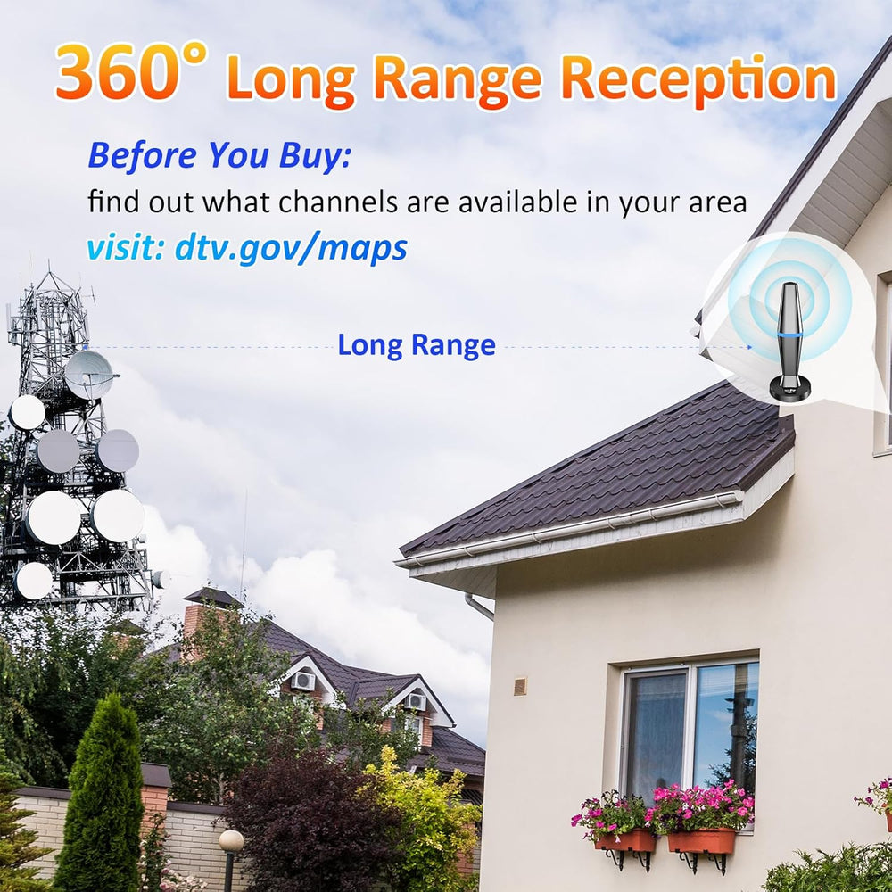 Digital TV Antenna for Smart Tv Indoor Antenna for Tv Without Cable with Strong Magnetic Base,360° Reception Digital HDTV Antenna for Local Channels - 10FT Long Cables (Black Magnetic Base) - AURISTEN