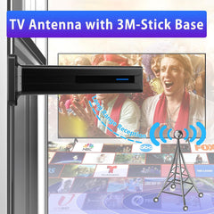 Digital TV Antenna for Smart TV Indoor,2025 TV Antenna with 3M Stick Base, 360°&Long Range Reception HDTV Antenna for Local Channels, Easy Installation Antennas for TVs Without Cable (7.0 in) - AURISTEN