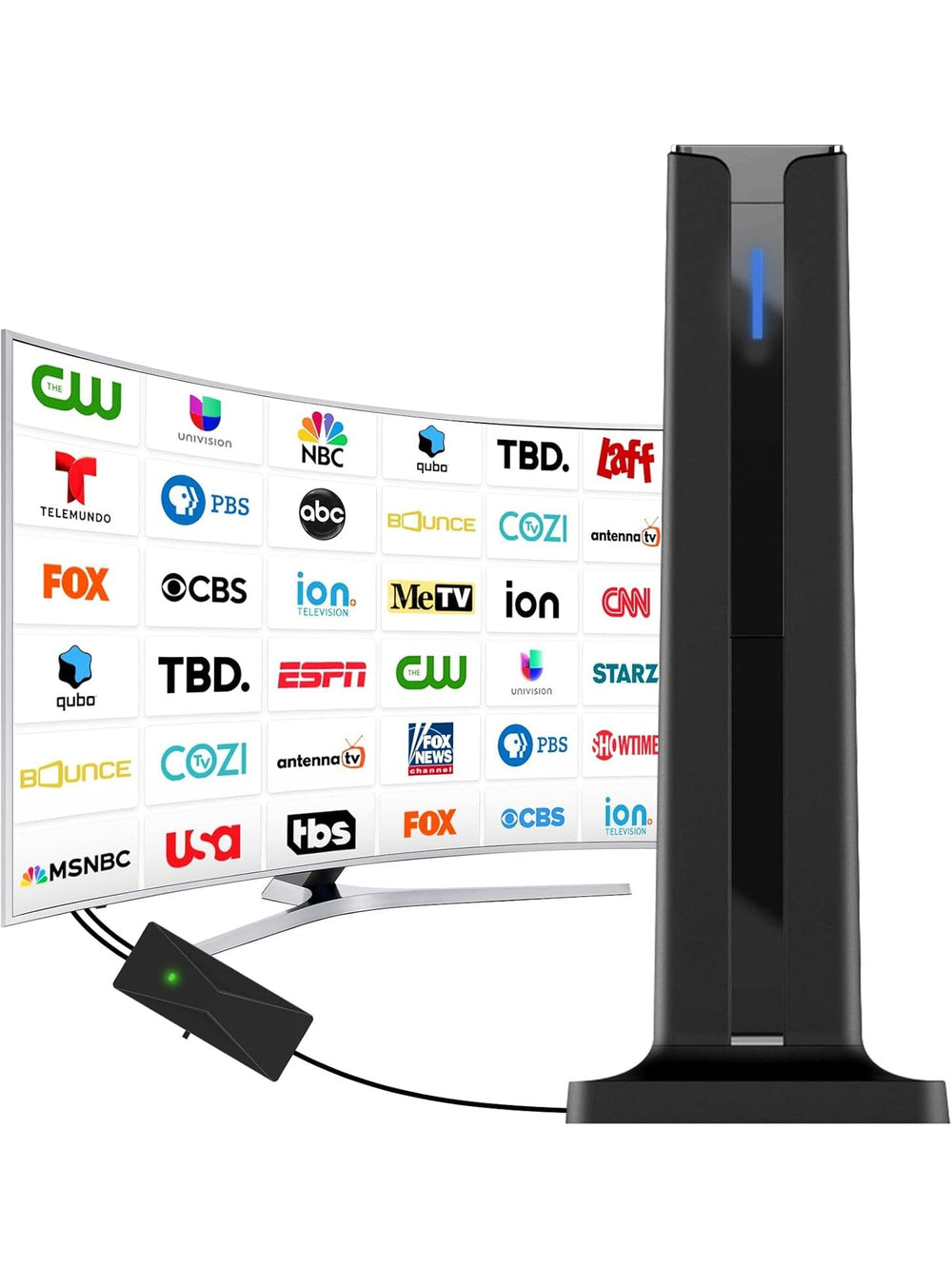 Digital TV Antenna for Smart TV Indoor,2025 TV Antenna with 3M Stick Base, 360°&Long Range Reception HDTV Antenna for Local Channels, Easy Installation Antennas for TVs Without Cable (7.0 in) - AURISTEN