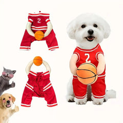 Dog Basketball Costume – No.2 Jersey Cartoon Outfit for Small & Medium Dogs - AURISTEN