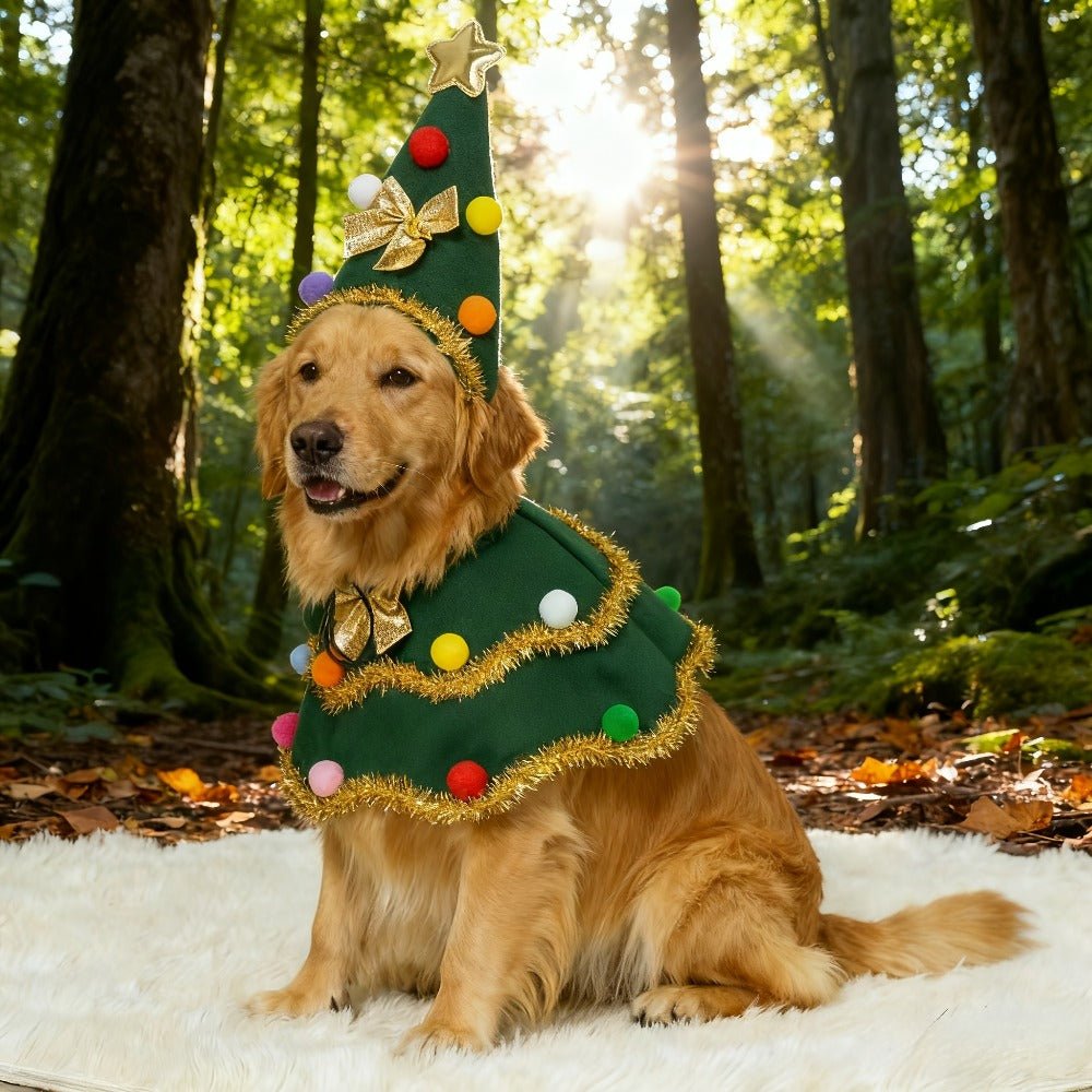 Dog & Cat Christmas Cape Costume – Winter Holiday Outfit for Large Pets - AURISTEN