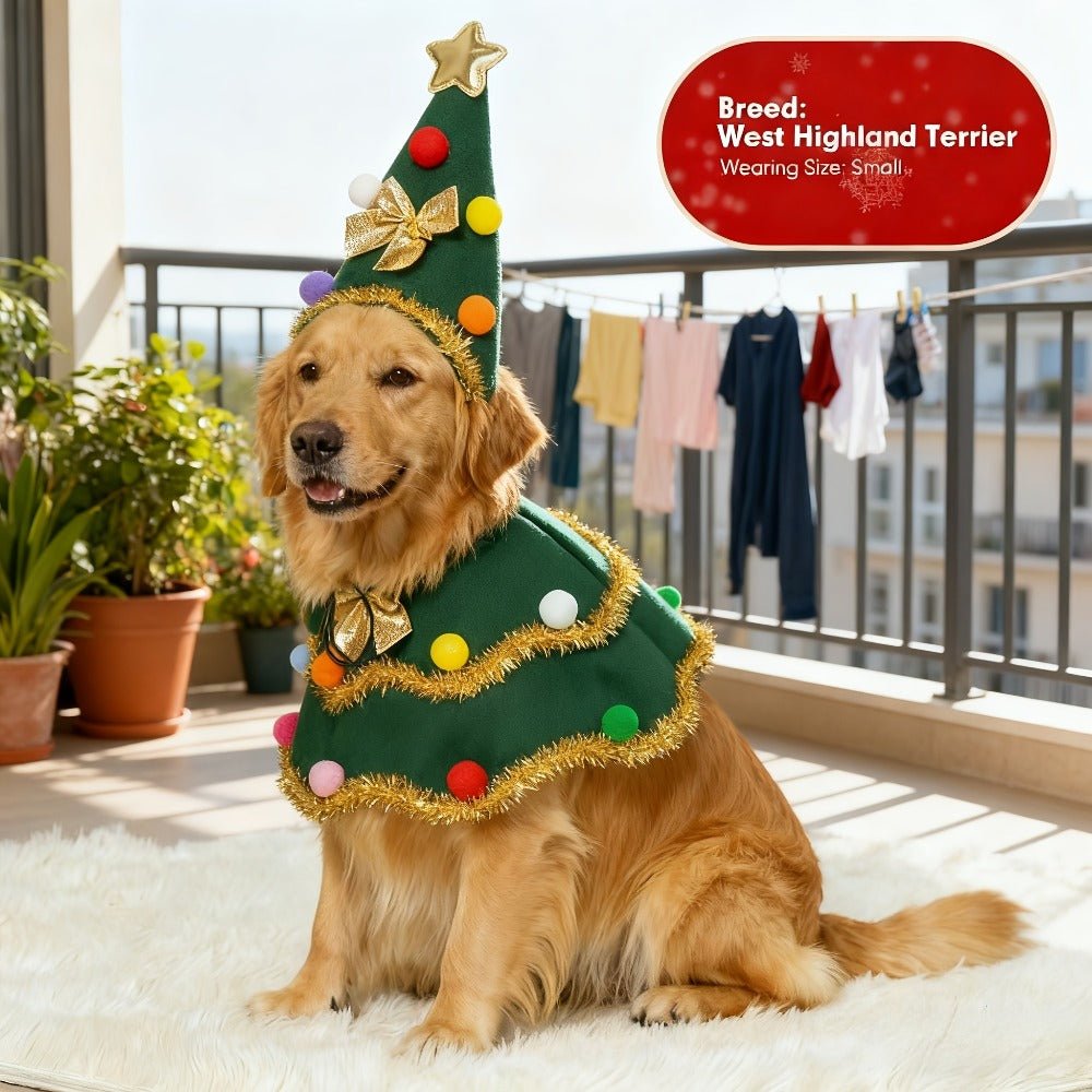 Dog & Cat Christmas Cape Costume – Winter Holiday Outfit for Large Pets - AURISTEN