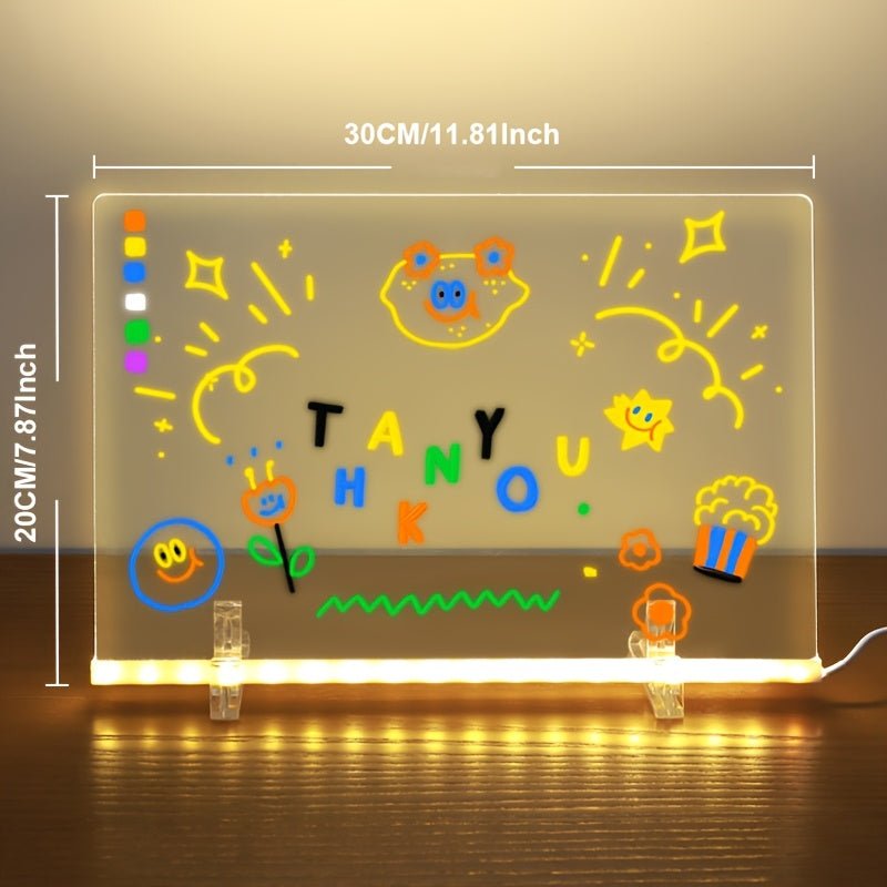 Glowing Acrylic Writing Tablet with Stand - Creative LED Drawing Board (Includes 7 Pens) - AURISTEN