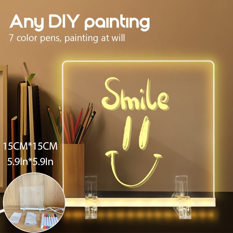 Glowing Acrylic Writing Tablet with Stand - Creative LED Drawing Board (Includes 7 Pens) - AURISTEN