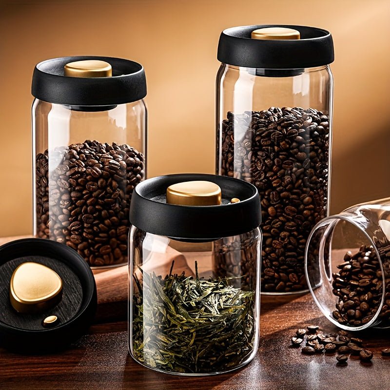 High Borosilicate Heat - resistant Glass Vacuum Sealed Storage Jar 1800ml Large Capacity Sealed Jar Coffee Bean Glass - AURISTEN