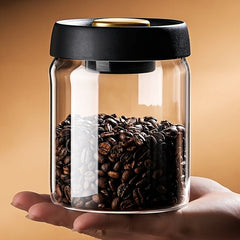 High Borosilicate Heat - resistant Glass Vacuum Sealed Storage Jar 1800ml Large Capacity Sealed Jar Coffee Bean Glass - AURISTEN