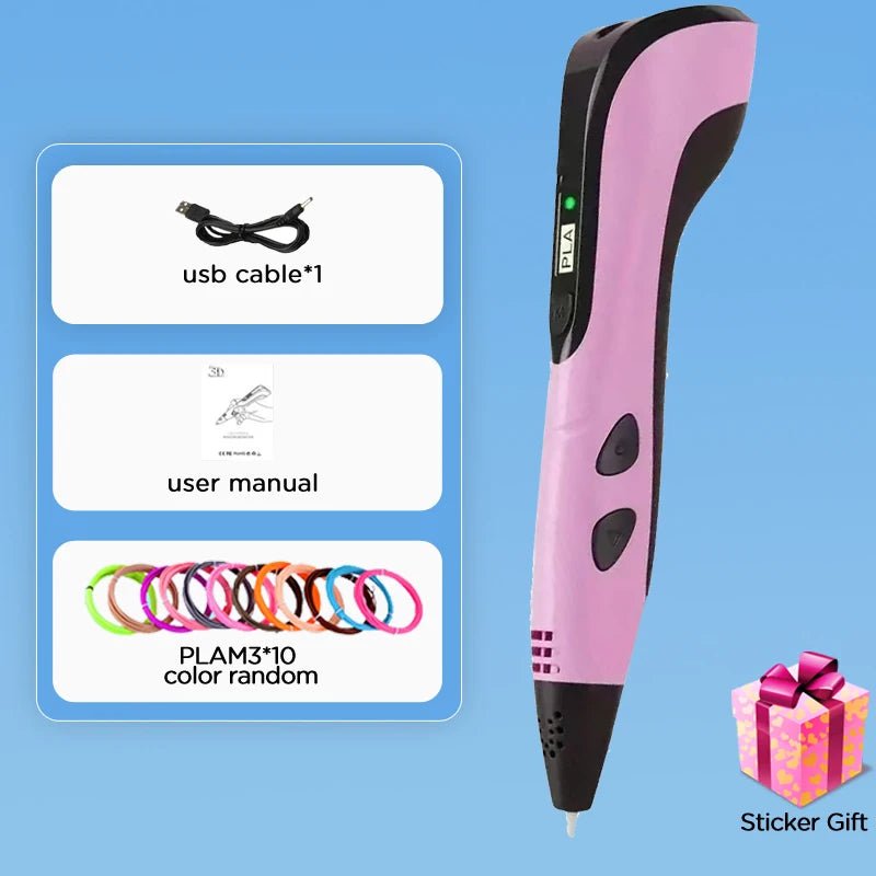 Kids 3D Printing Pen with LCD Display 0.7mm Diameter 1.75mm PLA - AURISTEN