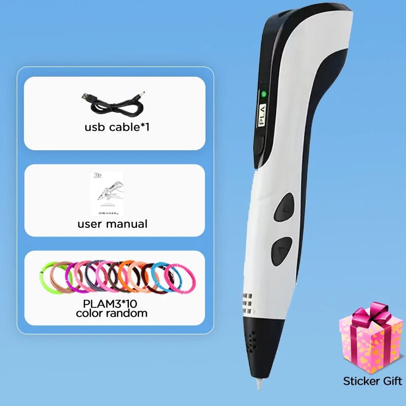 Kids 3D Printing Pen with LCD Display 0.7mm Diameter 1.75mm PLA - AURISTEN